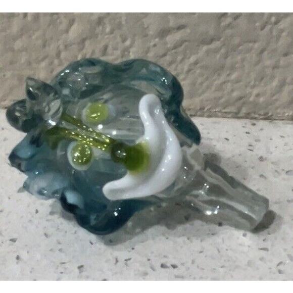 Vintage Fenton Art Glass Aqua Opalescent Fern Vinegar Cruet W/ Original Stopper - Picture 8 of 12